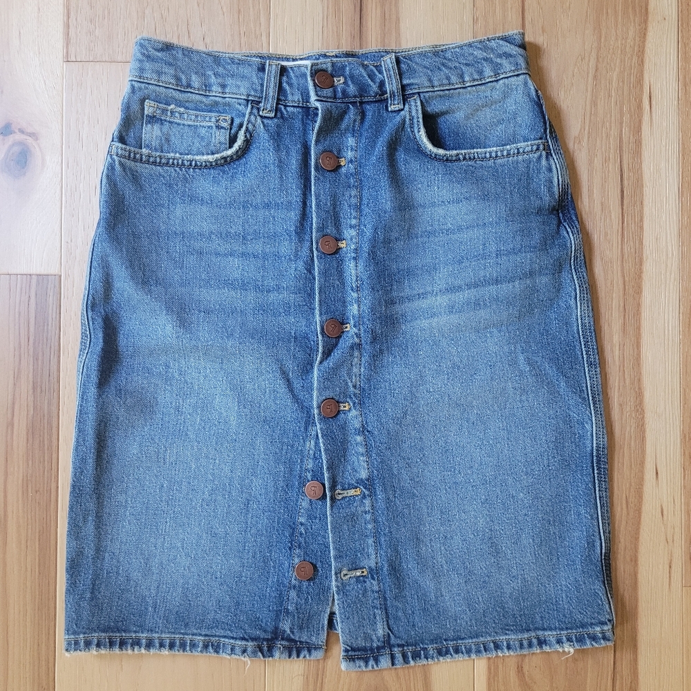 Denim Button-Front Skirt by Pilcro